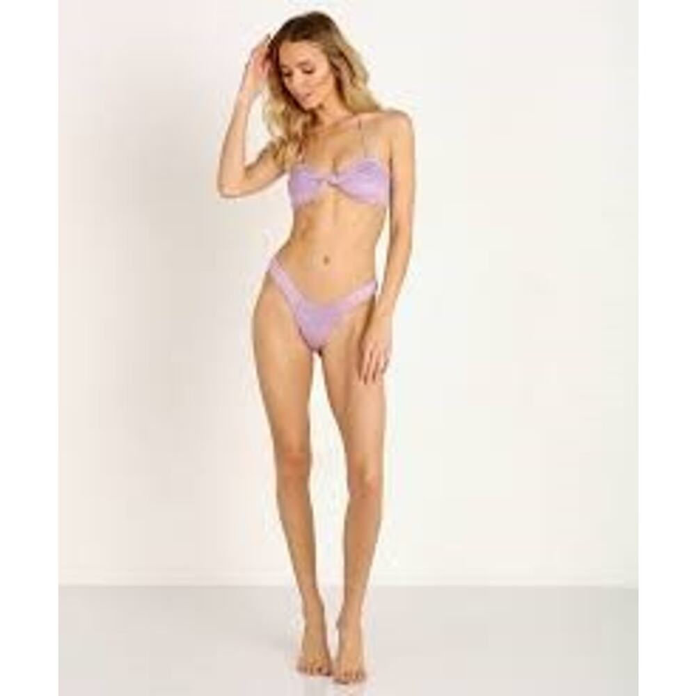 Monica Hansen Beachwear NWT Set Bardot Collection Bikini Top/Bottom Violet Small